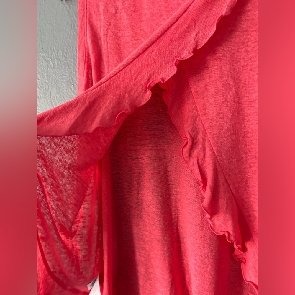 GAP Coral Linen Blend Tank Top Open Ruffle Back Sleeveless Size M - Picture 6 of 13